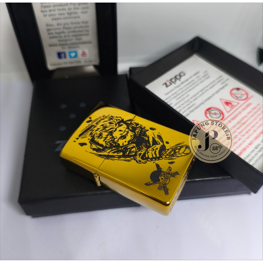 korek api zippo one piece zoro Gold grafir laser like ori