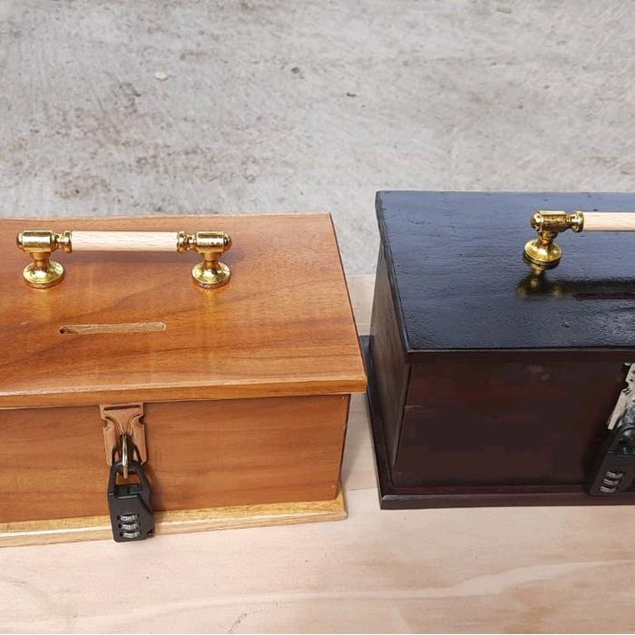 kotak amal jati celengan kayu - teak brown, tanpa gagang dan gembok Terlaris