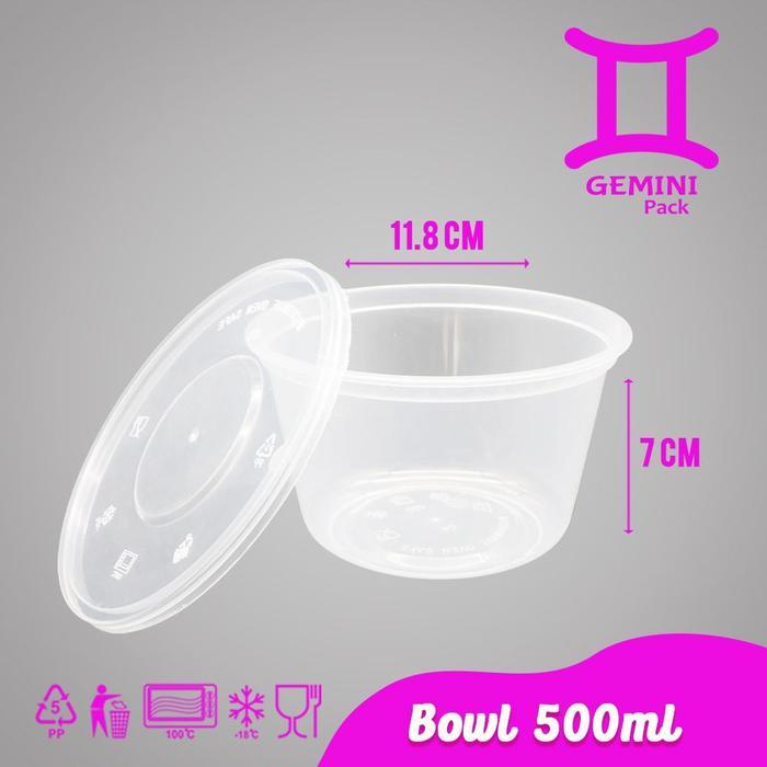 THINWALL MANGKOK MAKAN PLASTIK 500ML 25 Pcs/BULAT BOWL CUP PUDING