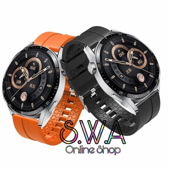Strap Rubber Watch Band Model Original Huawei Watch GT 6 46mm Pro 5 4 3 2 2e GT3 Pro 46mm - oranye