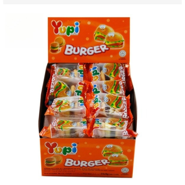 Yupi Gummy Burger JUMBO Isi 12 PCS - Permen Jelly Bentuk Burger Besar --
