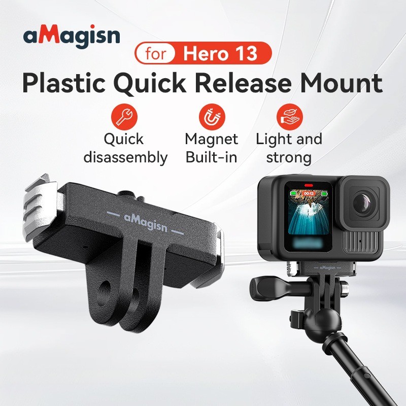 AMagisn Suporte magnético de liberação rápida para GoPro Hero13, adaptador de montagem de plástico d