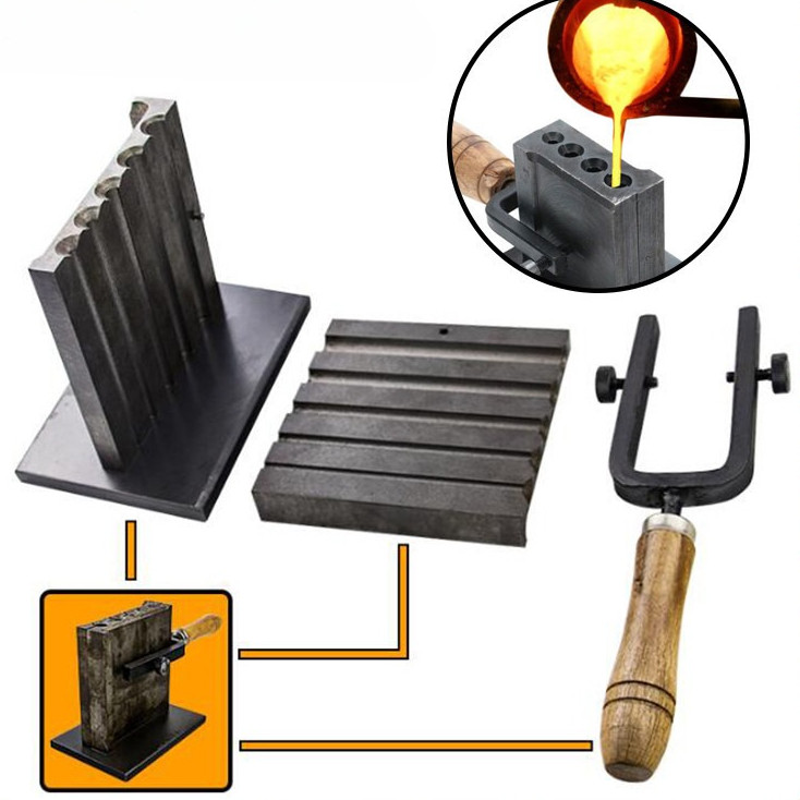 Set Cetakan Ingot Perhiasan Alat Lebur Logam Emas Perak Tembaga Besi Cor Kerajinan Perhiasan DIY PRO