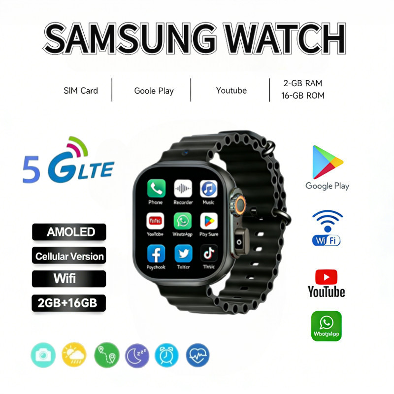 COD 100%ORI Samsung LDS 5G Smartwatch S9 Ultra/S10 Ultra 6+128GB PlayStore Bluetooth GPS NFC Full To