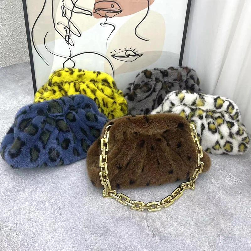 Mink Fur Bag Women Dumplings Clutch Bag Fluffy Handbag Luxury Brand Bag Shoulder Bag Fur Bag Designe
