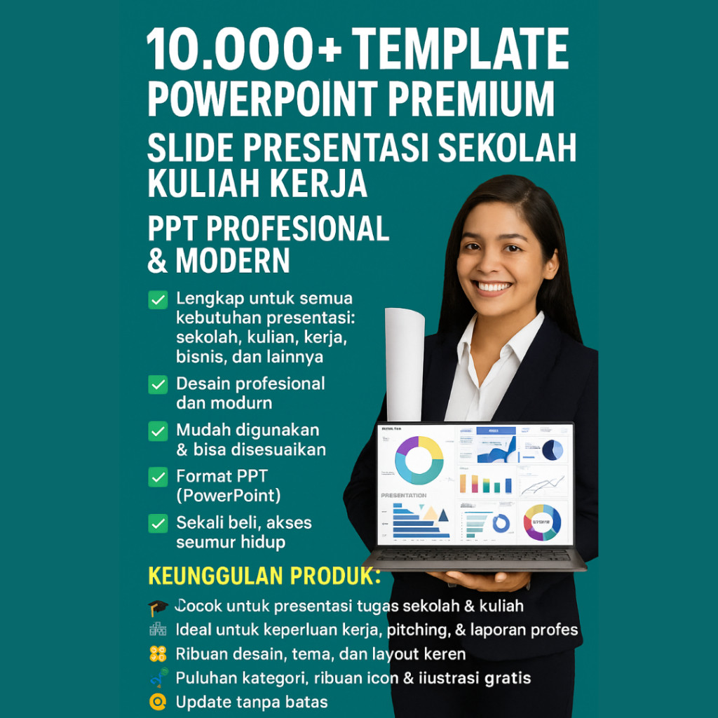 (38) 10.000+ Template PowerPoint Premium | Slide Presentasi Sekolah Kuliah Kerja | PPT Profesional &