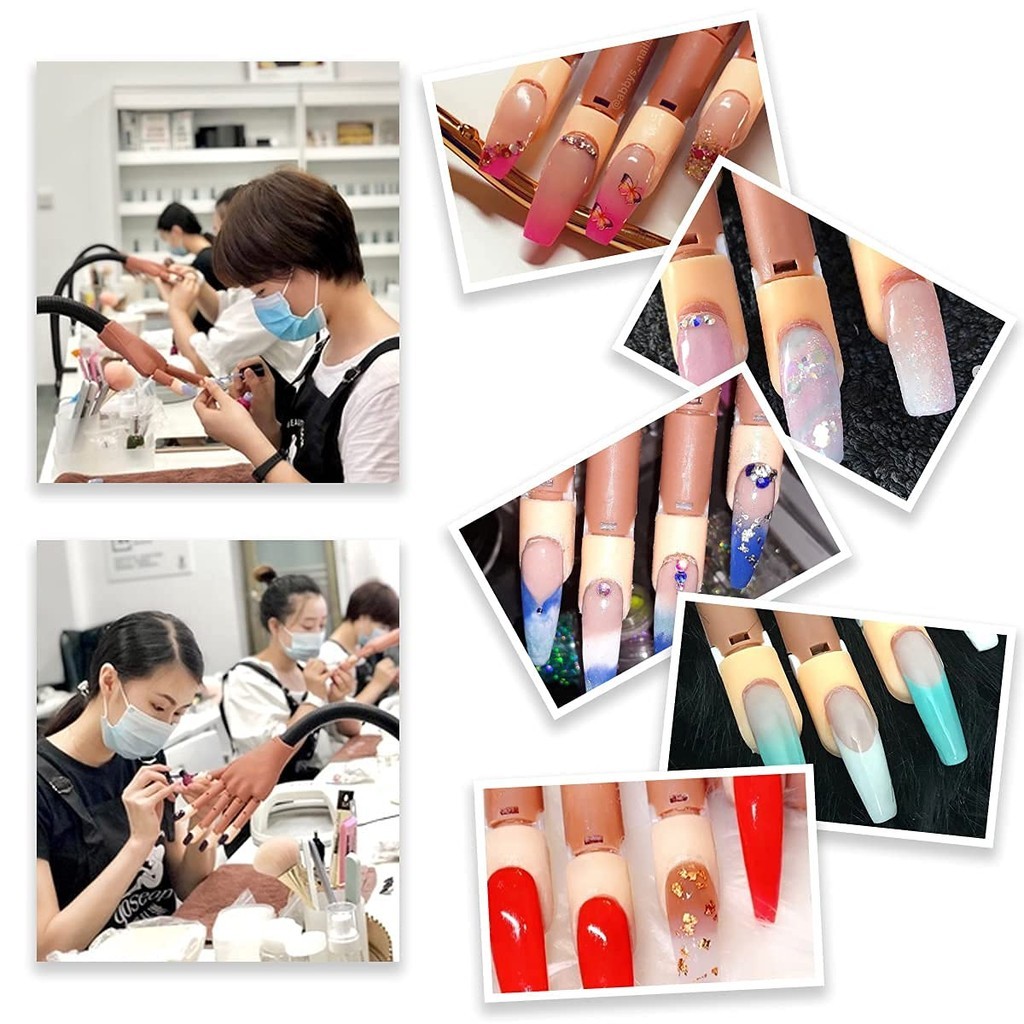 Tangan Palsu Latihan Kuku Nail Art Manekin Flexible Reusable Silikon ABS Plus 100Pcs Kuku Palsu Tips