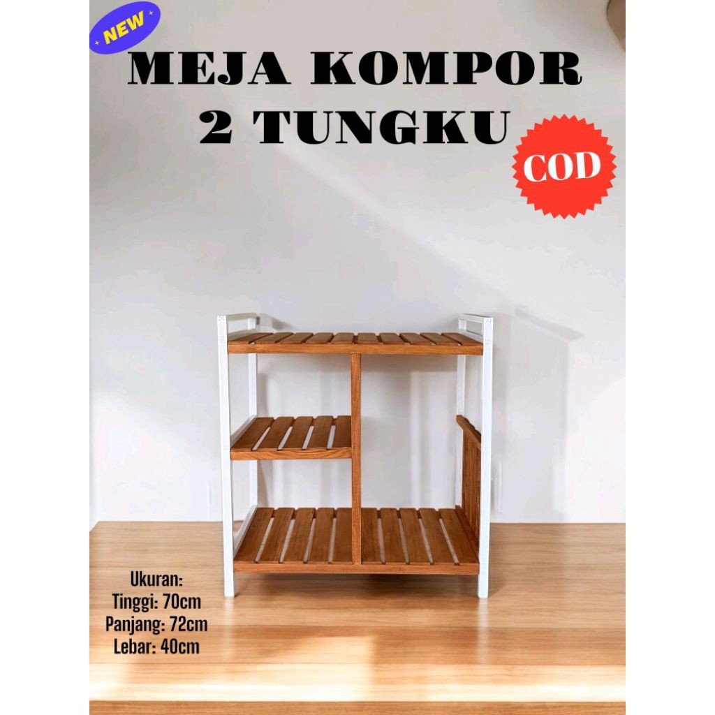 RAK KOMPOR 2 TUNGKU, RAK KAYU SERBAGUNA, RAK AQUARIUM, RAK AESTETIK