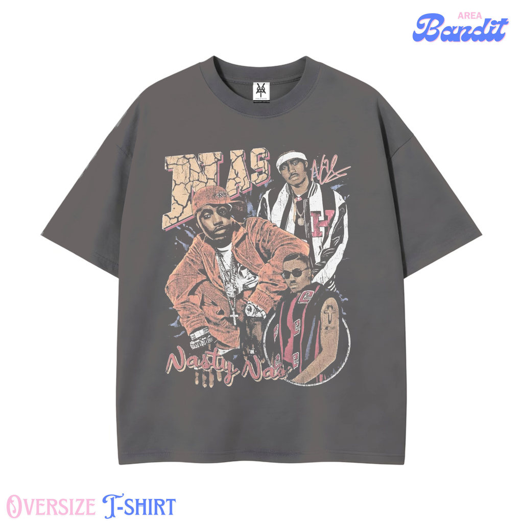 Bandit Area "nasty nas" Oversized T-shirt dark grey