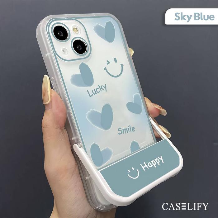 CASELIFY LOVE STAND CASE COMPATIBLE WITH IPHONE 11 12 13 14 15 PRO PLUS MAX - Sky Blue, Ip 11