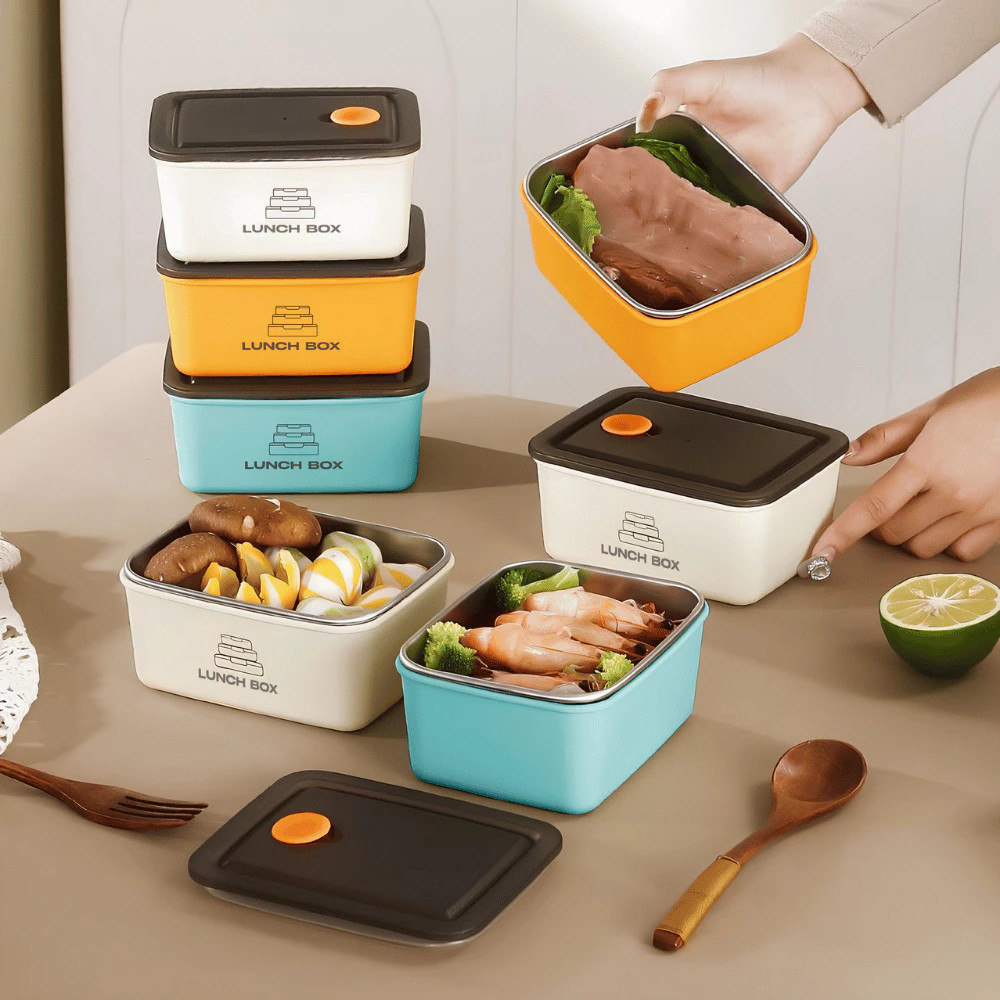 Tempat Makan Siang Dengan Box Stainless Plastik Lunch Box Tempat Penyimpanan makanan