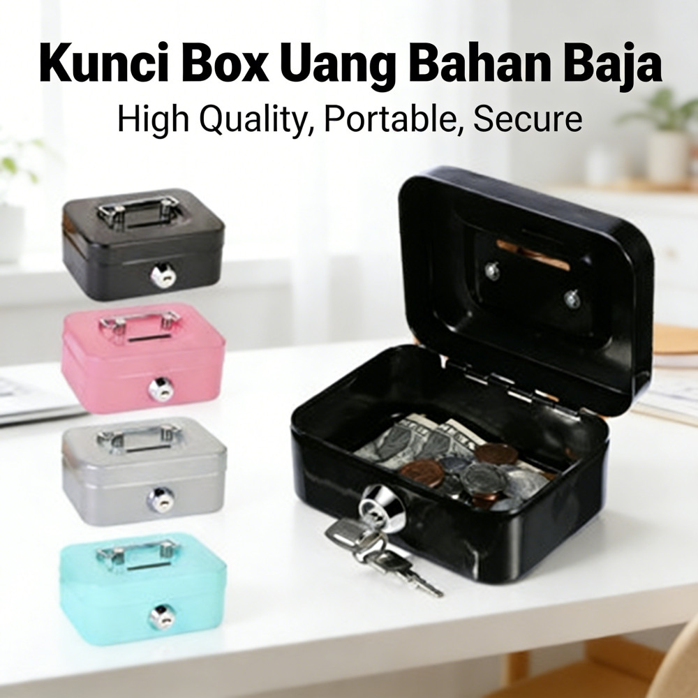 Brankas Uang Brangkas Penyimpanan Uang Money Box Uang Cash Box Portable Kotak Kunci