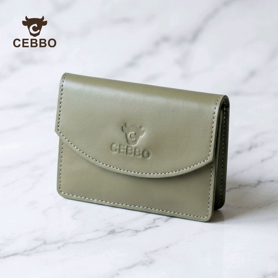 Cebbo Dompet Kartu Kulit Sapi Asli Dompet Wanita Cebbo Leather Dompet Kancing dengan Desain Elegan d