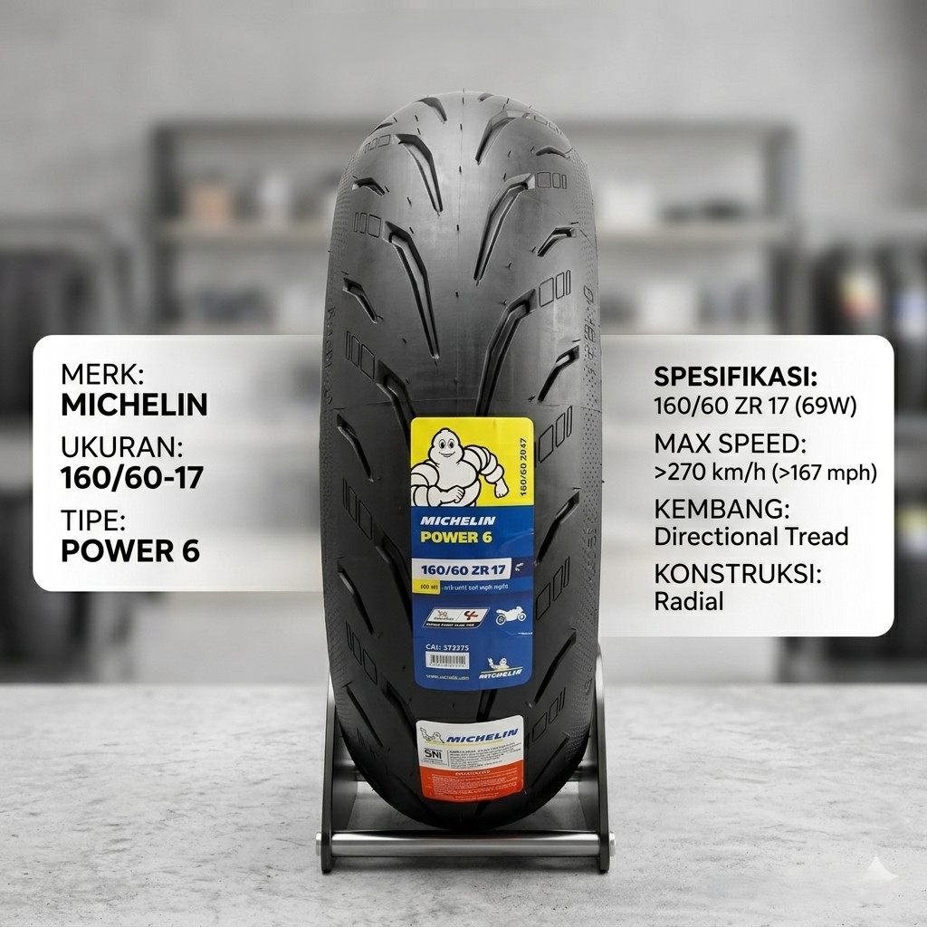 Ban Motor Ring 17 Michelin 160/60-17 / 180/55-17 Power 6 Tubeless Import