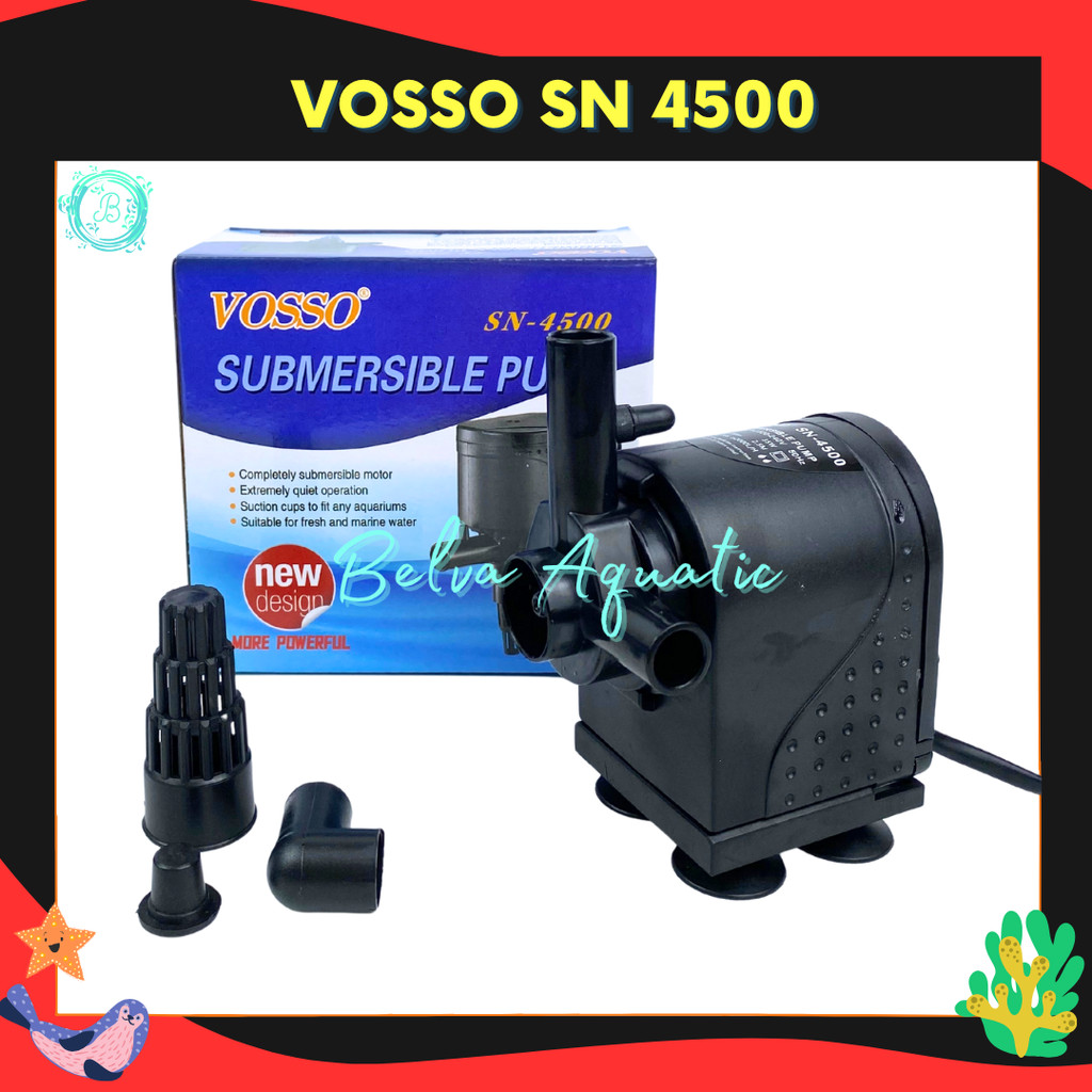 Vosso SN-4500 Pompa Aquarium Pompa Kolam Kuat 24 JAM