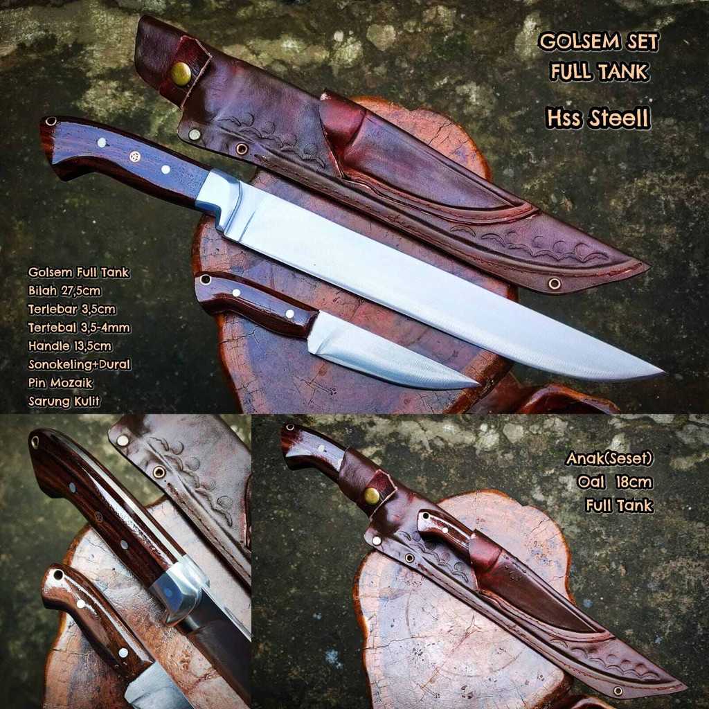Golok Sembelih Fulltank 1 Set Pisau Sisit Baja Hss Steel Super Tajam