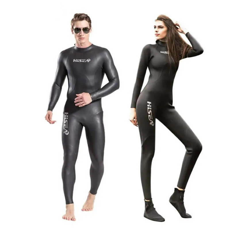 Hisea 3MM Pakaian Selam Pria Wanita Bahan Neoprene Yamamoto Elastis Anti Air untuk Triathlon Menyela
