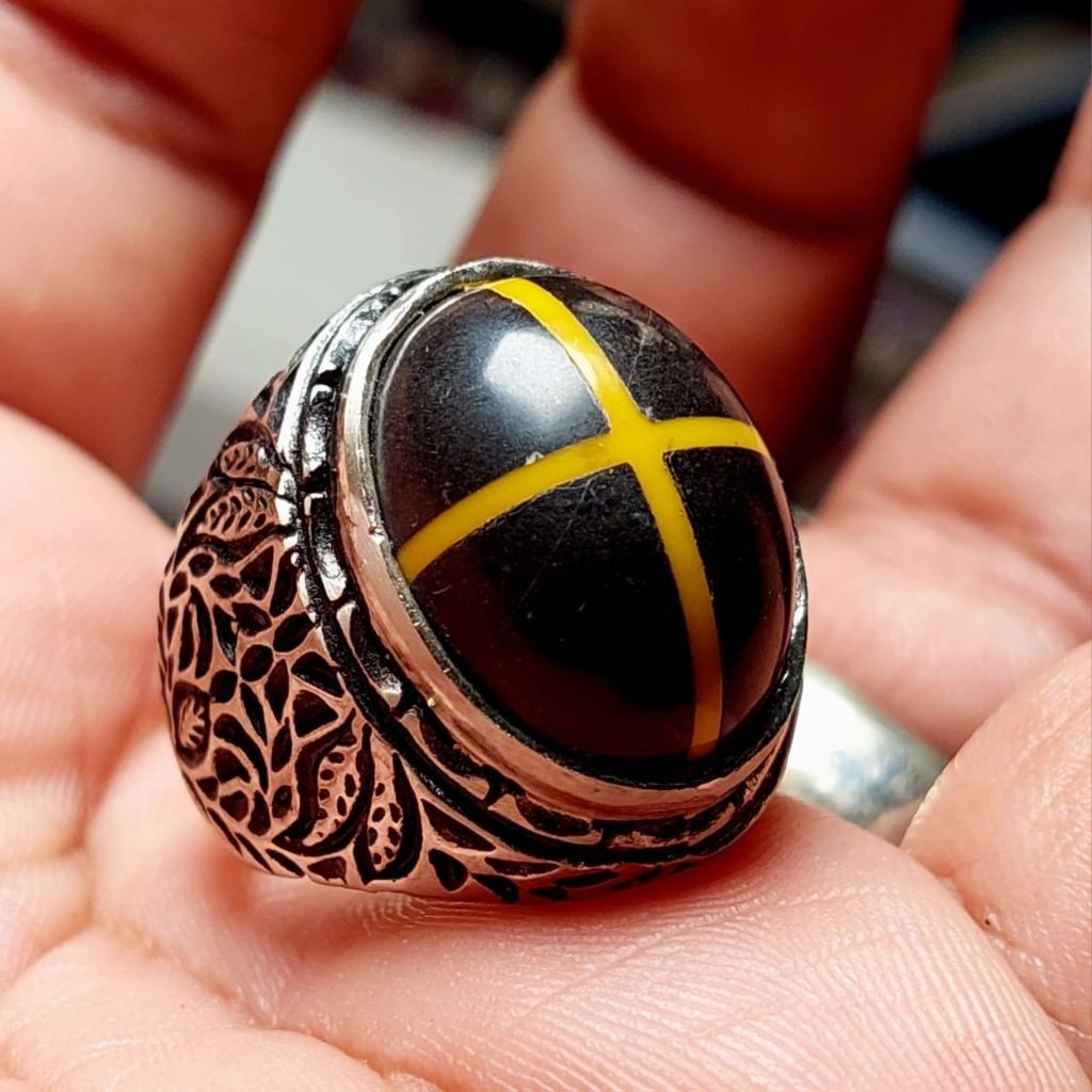 Cincin Batu Kelor Tapak Jalak Serat Emas Mewah akik 525