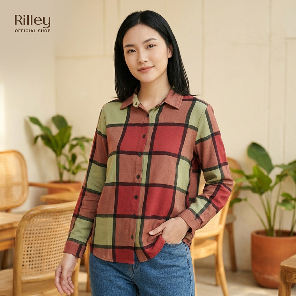 NEW RILLEY - Kemeja Basic Lina Atasan Shirt Wanita Muslimah