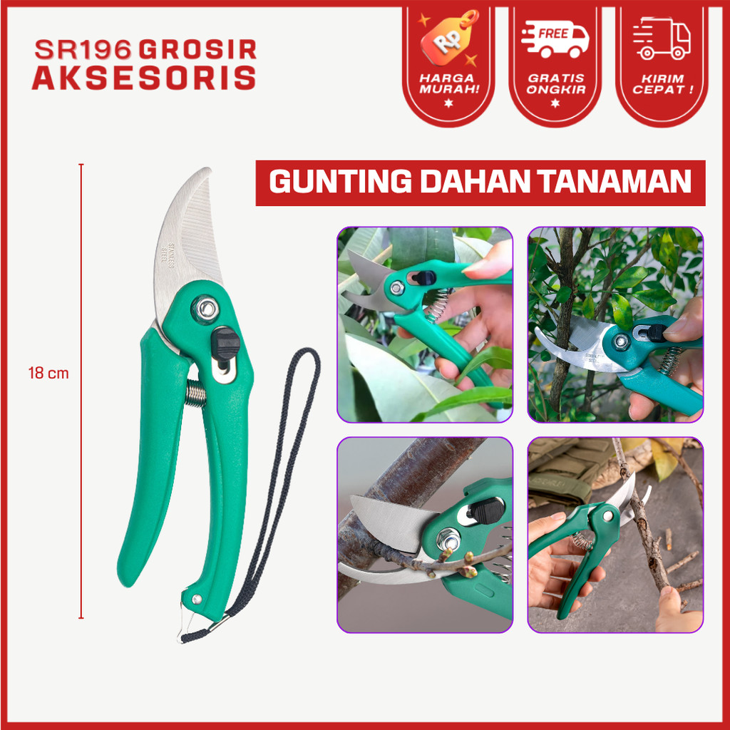 Gunting Dahan Tanaman + Tali / Gunting Akar Ranting Berkebun Pemotong Tanaman Serbaguna Stainless