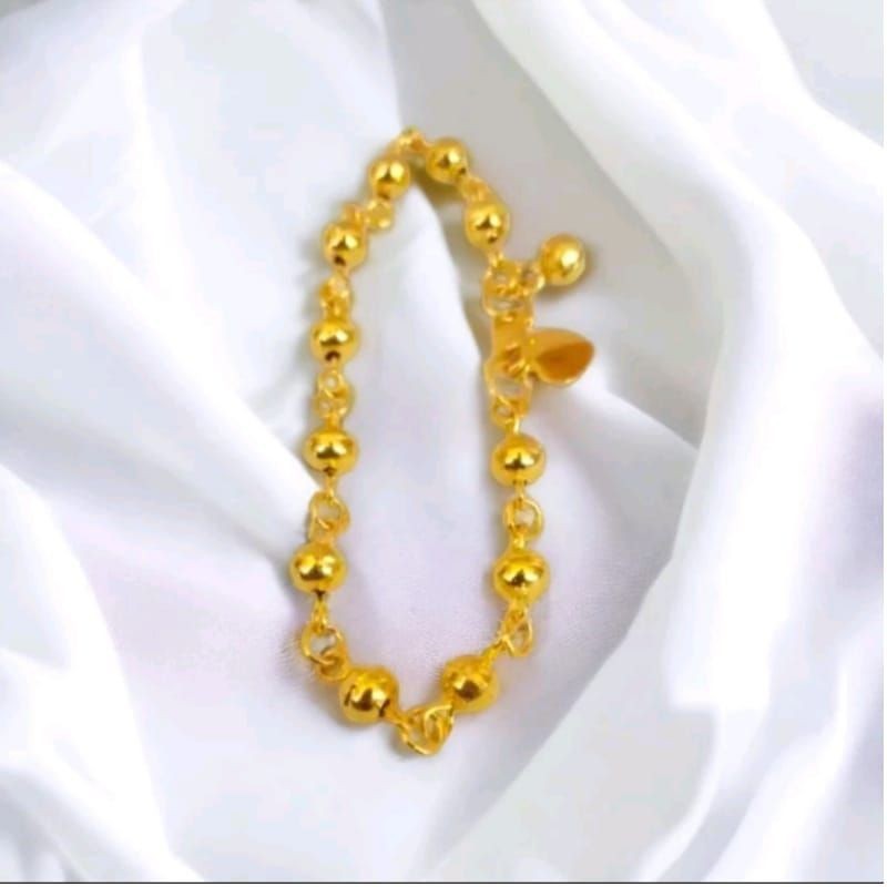 Gelang Tangan Titanium Gold Motif Pentol Bola Anti Karat