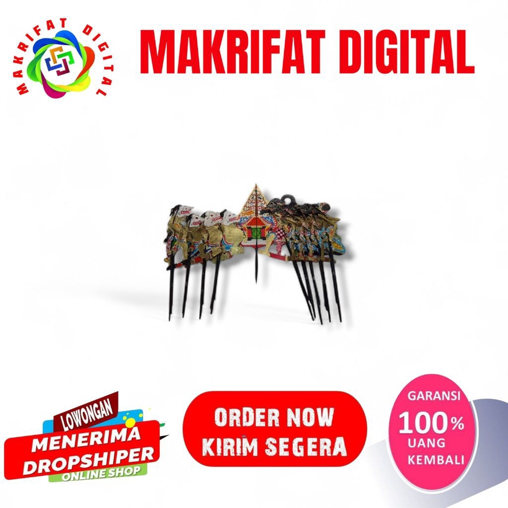 MAKRIFAT DIGITAL wayang kulit isi 10 sepaket pandawa punokawan gunungan