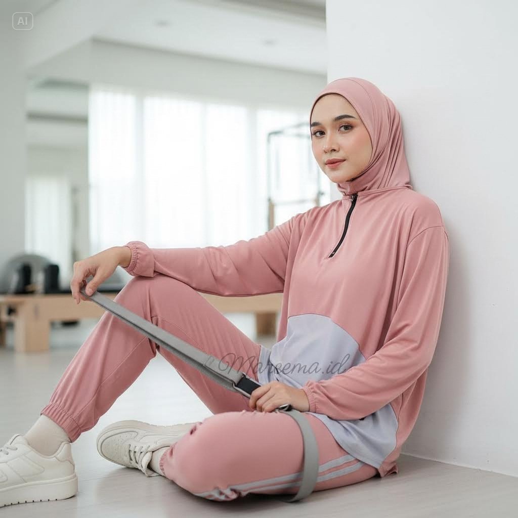 Setelan Baju Olahraga Wanita Plus Hijab Muslim Terbaru Baju Sport Zumba Bersepeda Renang