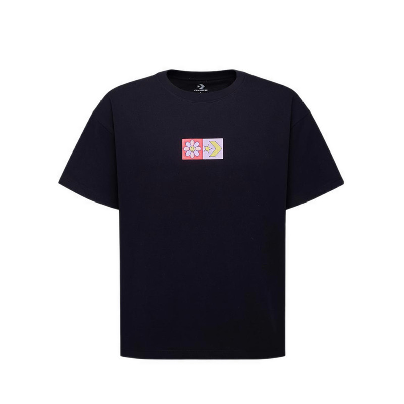 Converse Inflated Squared Flowers Standard Fit Tee Women's Tee - Converse Black