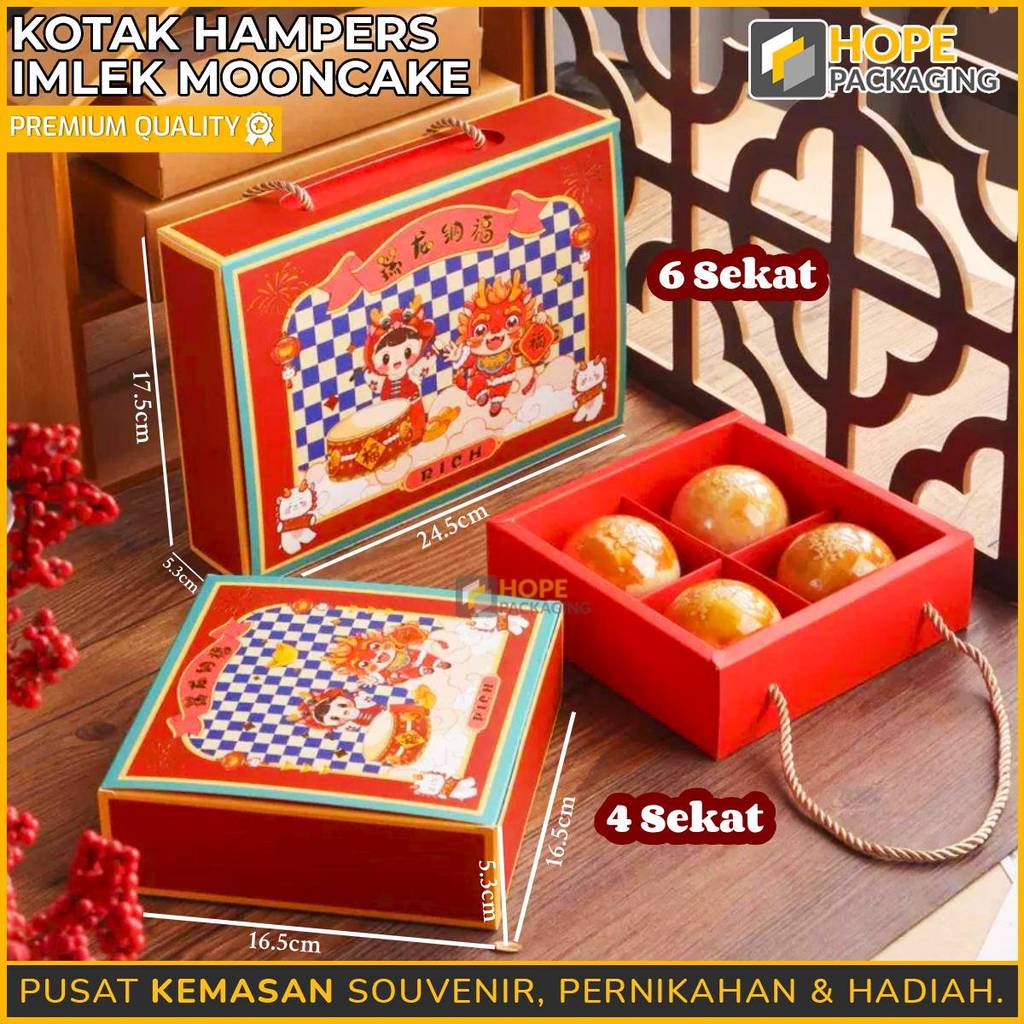HOPE Kotak Hampers Imlek Mooncake / Dus Kue Mooncake / Kotak Nastar / Box Dus Kue Keranjang / Kue Im
