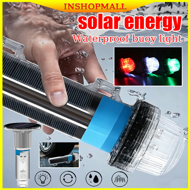 [COD] Lampu Torpedo Tenaga Surya LED 3 Warna Tahan Air Lampu Penanda Jaring Nelayan Navigasi Perahu 