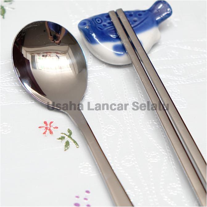 SUJEO sendok sumpit ASLI KOREA stainless steel [SILVER]