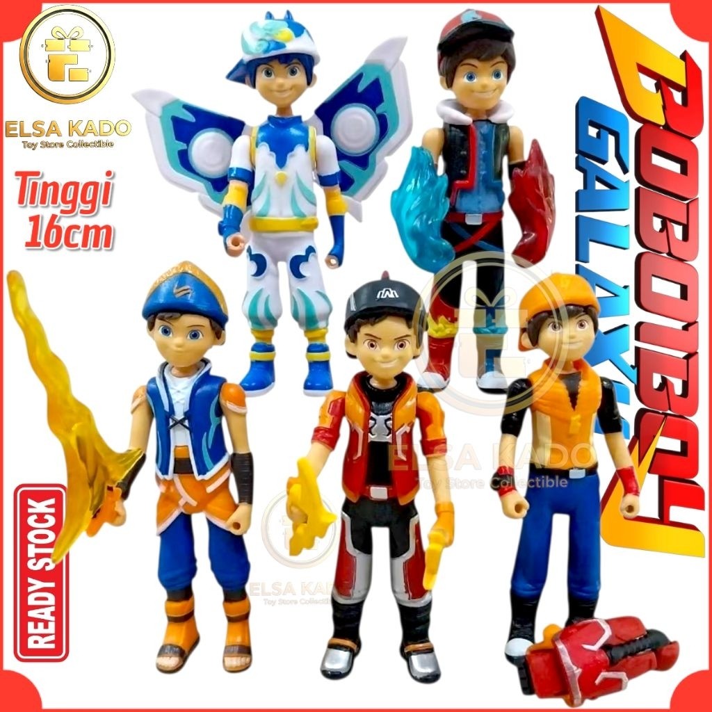 Set 5 Pcs Action Figure BoBoiBoy Galaxy Tinggi 16cm - Mainan Pajangan & Topper Kue / Boboiboy Nova /