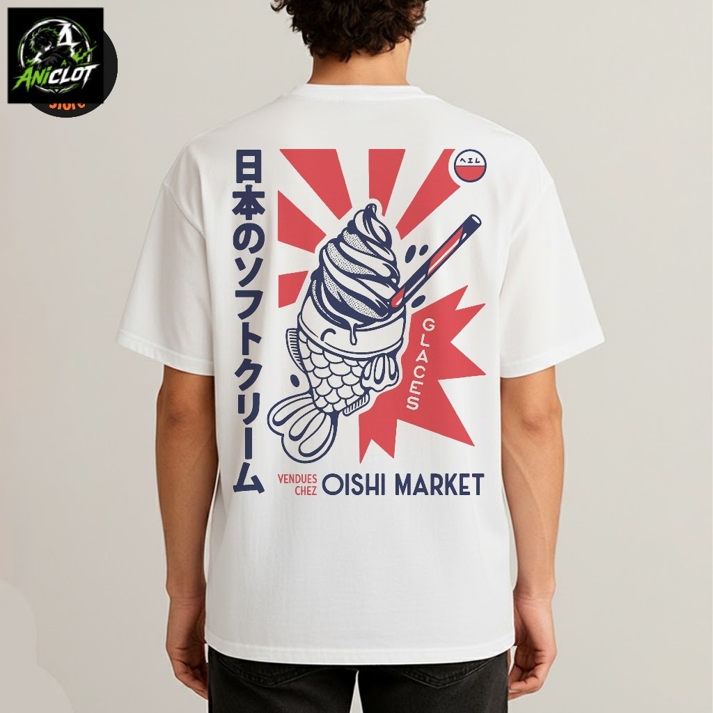 PROMO T-Shirt Kaos Distro Jepang Pria Wanita Es Cream Keren Cool Lucu Imut Cute Kawai Pria Wanita T-