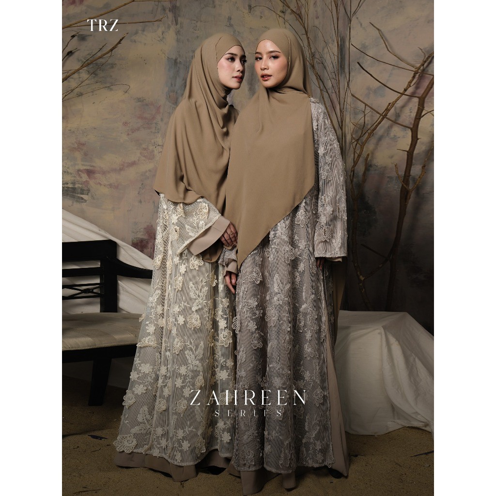 TRZ - Zahreen Abaya - Inner Outer Brukat - Gamis Abaya Set