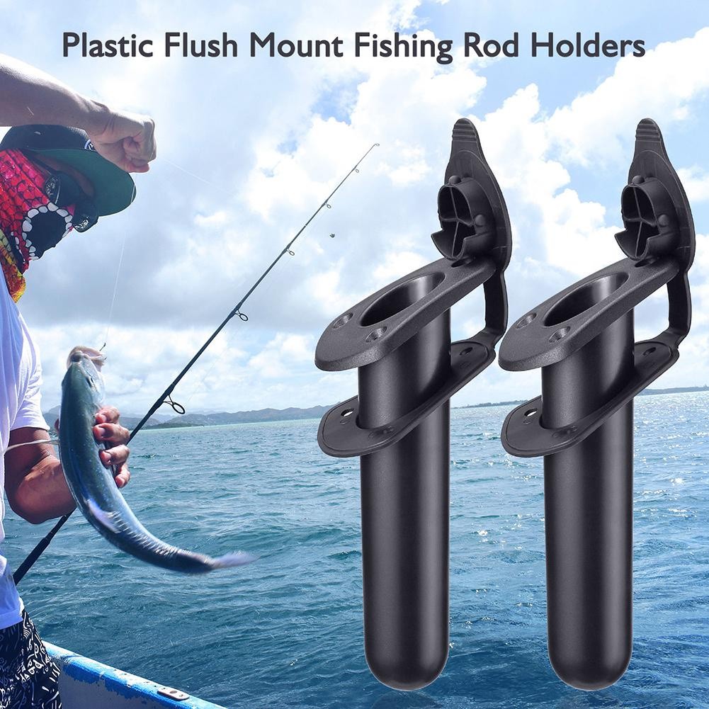 Fishing Rod Holder Bracket Rack Kayak Boat Dudukan Joran Pancing Kapal Perahu Dengan Tutup Black