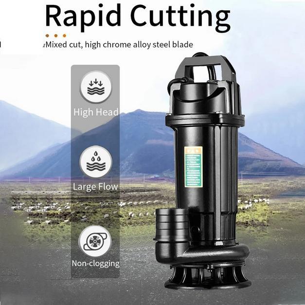 Pompa Celup Air Kotor 1000W Submersible Pump 2 Inch 220V Jet Pump Pemotong Blowdown Heavy Duty