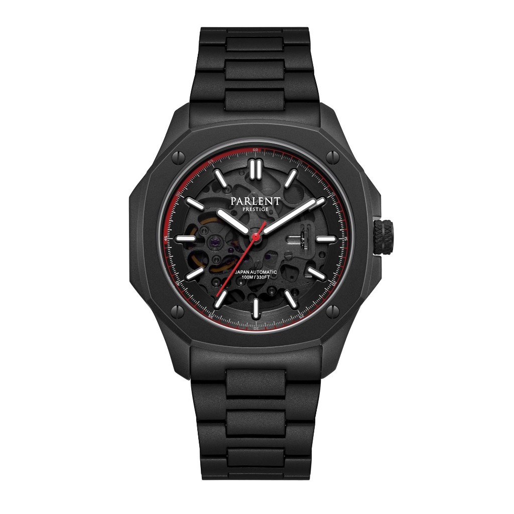 Parlent Prestige Asphalt - Jam Tangan Pria 42mm, Seiko Automatic Movement, Waterproof 10ATM (100M), 