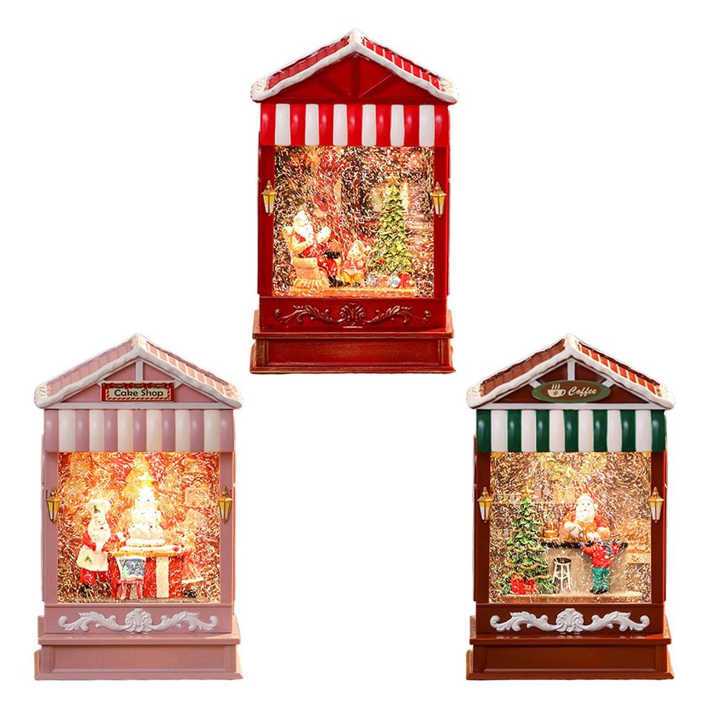 Christmas Snow Globe Christmas Lantern up Glittering Xmas Ornament Christmas Music Box for Holiday B