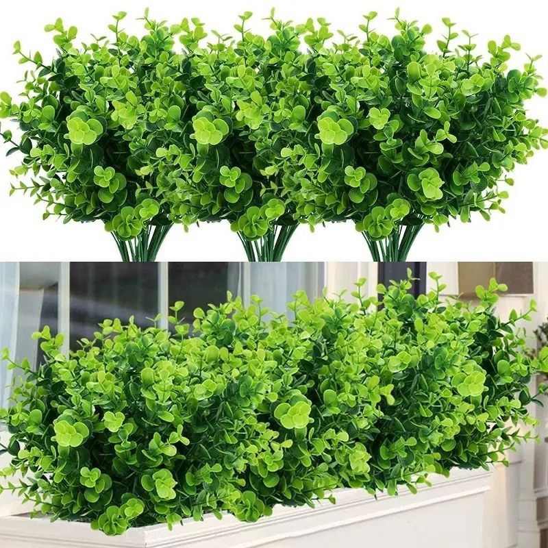 Bunga Grosir Jakarta 12pcs Daun Kecil Ekaliptus Plastik Artificial Hijau Cabang 7 Harga Lusinan