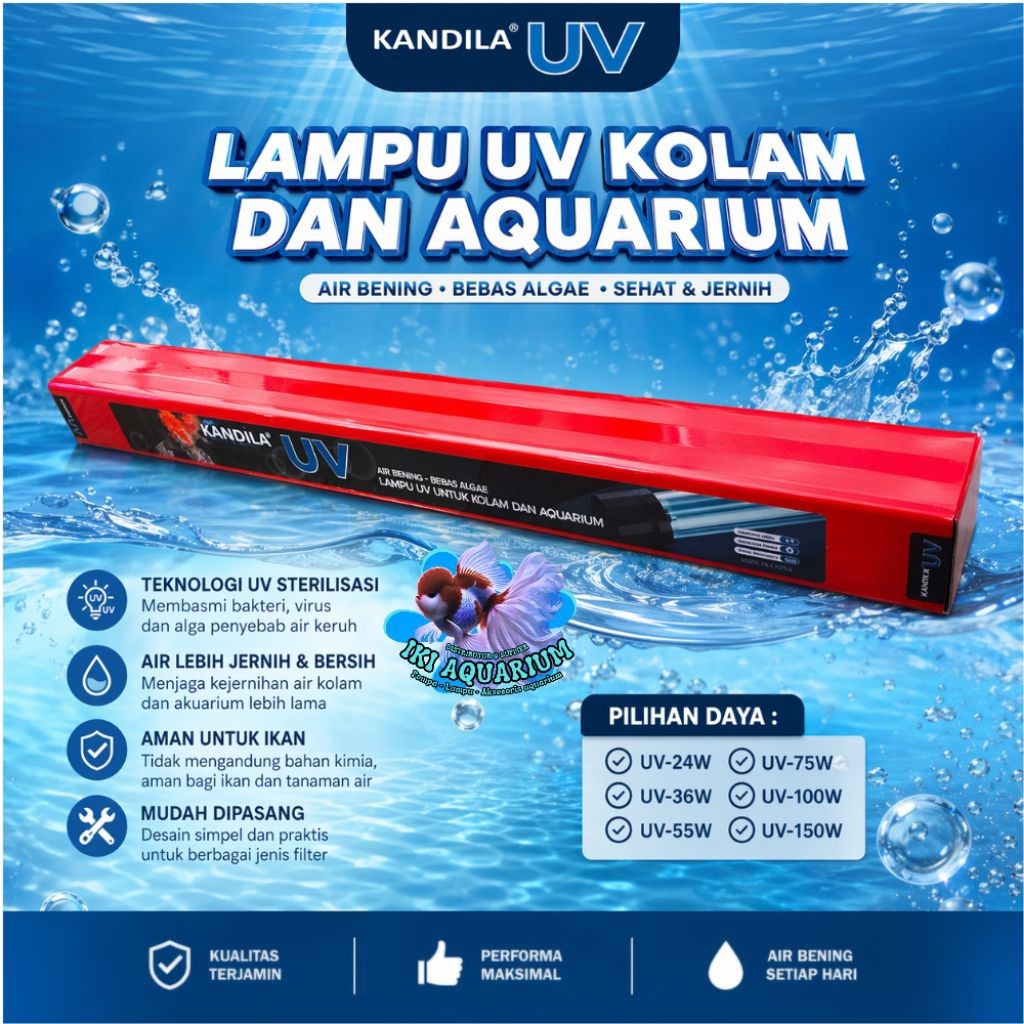 Lampu UV Sterilisasi KANDILA UV 24W 36W 55W 75W 100W 150W Led UV Aquarium Anti Lumut Bakteri