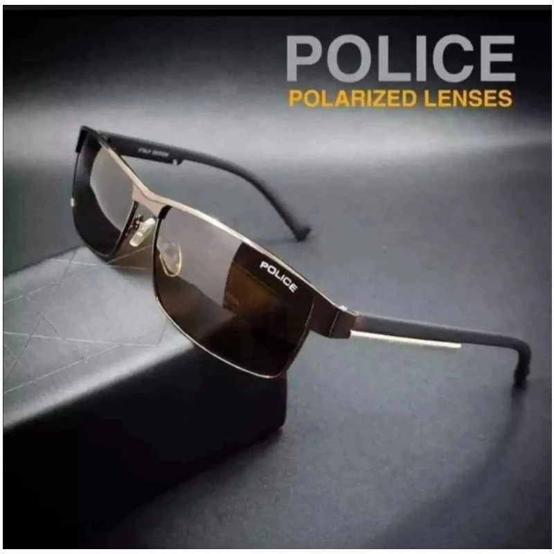 Kacamata Polis Hitam Polarized Premium quality p24 / 3674 geometric anti UV Original Police mancing