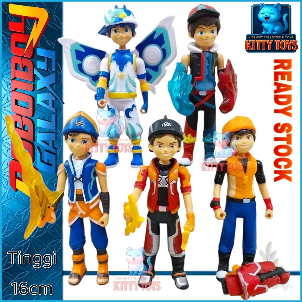 Action Figure Set 5 Pcs BoBoiBoy Galaxy Tinggi 16cm - Mainan Koleksi Pajangan & Topper Kue / Boboibo