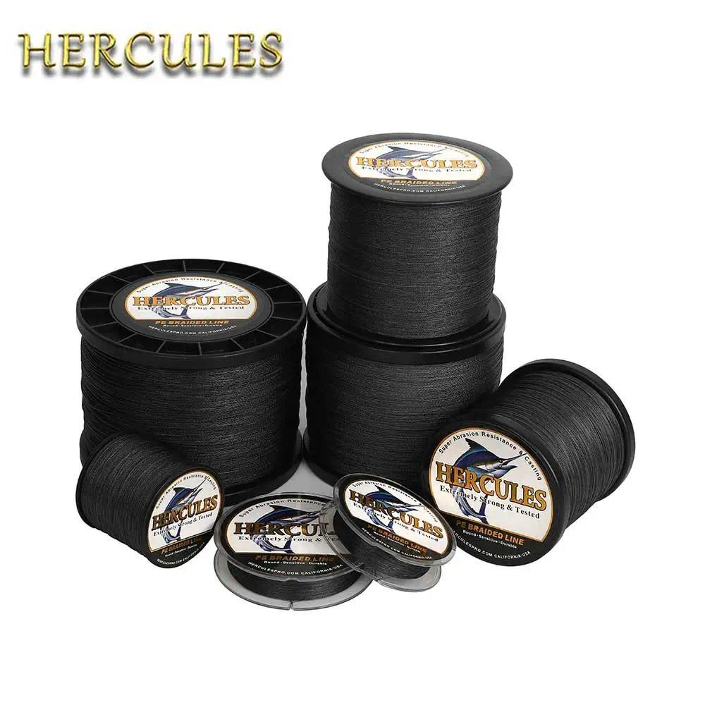 Hercules PE Braided Fishing Line Hengelsport Multifilament Black Fishing Cord 4 Strands 100M 300M 50