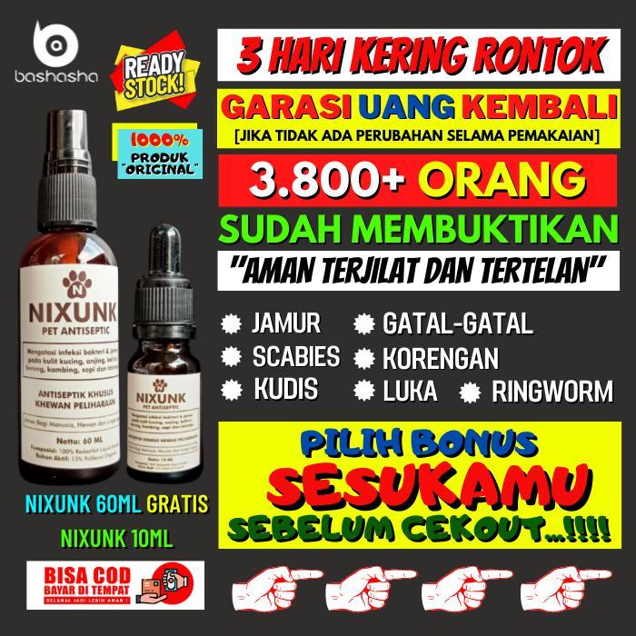 Obat Anti Jamur Kucing Spray Obat Jamur Kucing Ampuh, Nixunk Spray - KALUNG KUCING Terlaris