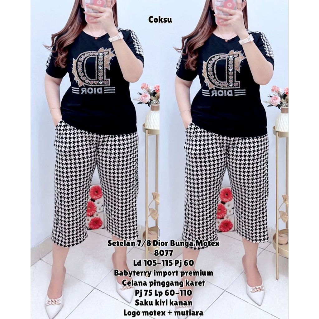 JUANXSHOP Setelan 7/8 Kulot Wanita Standar Kombinasi Motex