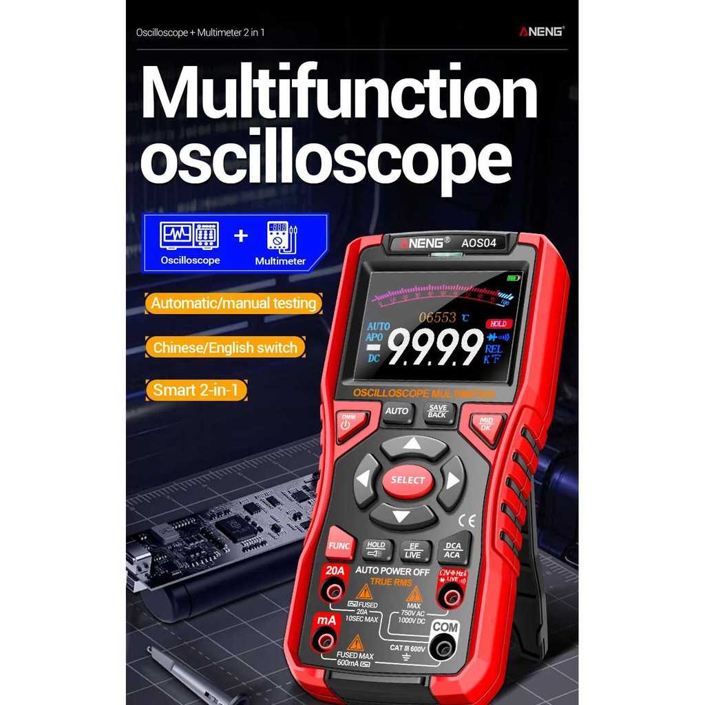 Osiloskop ANENG Oscilloscope Digital Multimeter Auto/Manual Rechargeable 10MHz - AOS04