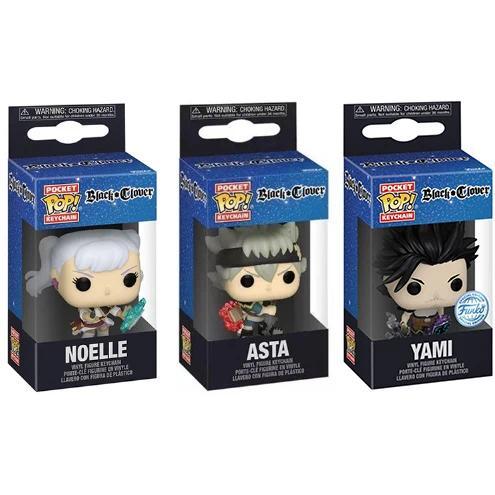 Funko POP Pocket Keyain Black Clover NOELLE ASTA YAMI Action Figure Toy for Pent Keyain Toys For Kid