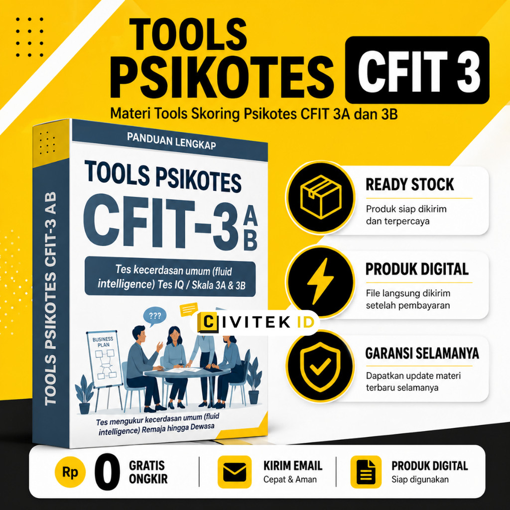 TOOLS PSIKOTES Alat Tes Psikologi CFIT 3A & 3B - Program IQ Test Pengukur Kecerdasan Dewasa