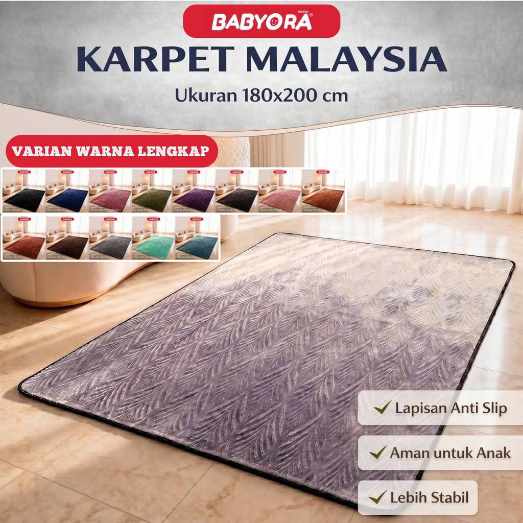 Karpet Malaysia 180x200 cm Motif Polos Daun