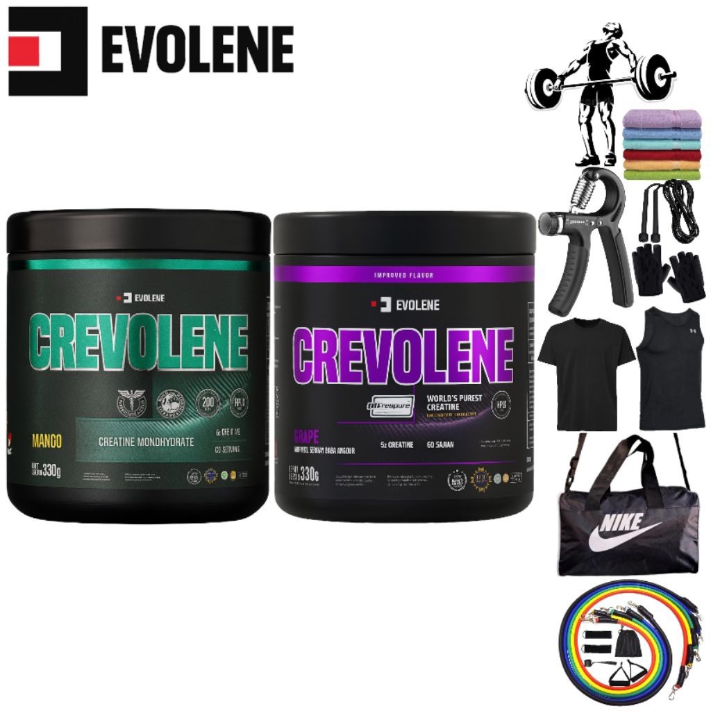 READY - EVOLENE Crevolene Creatine Evolen | isi 330gr 60 serving | BPOM & HALAL | PREVO PRE WORKOUT